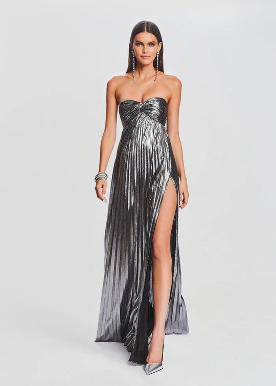 Damen Abendkleid mit schulterfreiem Design und elegantem Schlitz