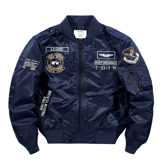 Herren Bomberjacke Pilotenblouson mit gestickten Fliegerapplikationen und windabweisendem Nylon Shop Nory