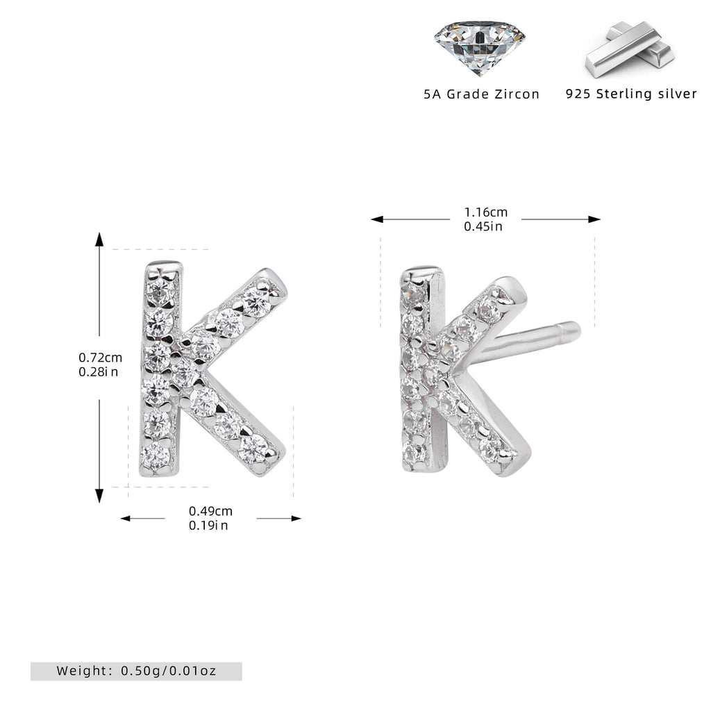 Damen Ohrstecker aus 925 Sterling Silber mit luxuriösem Zirkonbuchstaben R Shop Nory