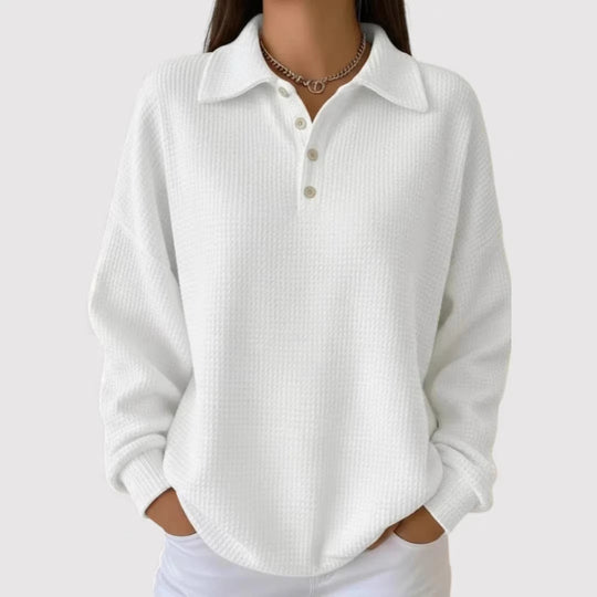Damen Lässiges Waffel-Pullover