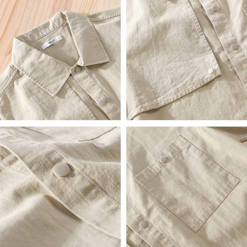 Herren Minimalistisches Baumwoll-Utility-Overshirt mit Druckknopf-Leiste und Brusttaschen Shop Nory