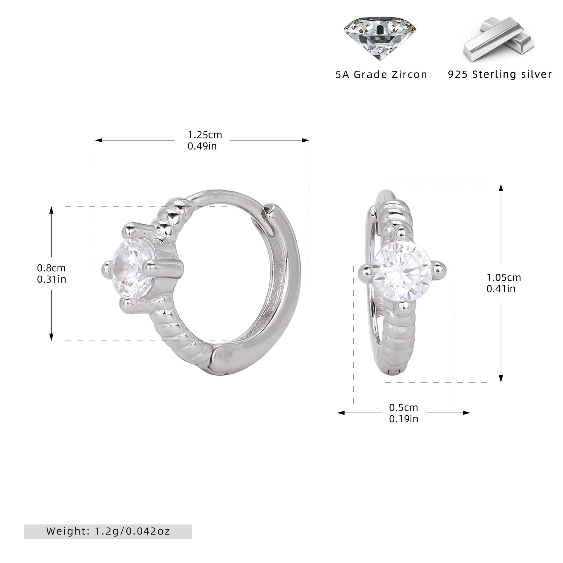 Damen Ohrhänger mit hochwertigem Zirkon und goldfarbener Fassung Shop Nory