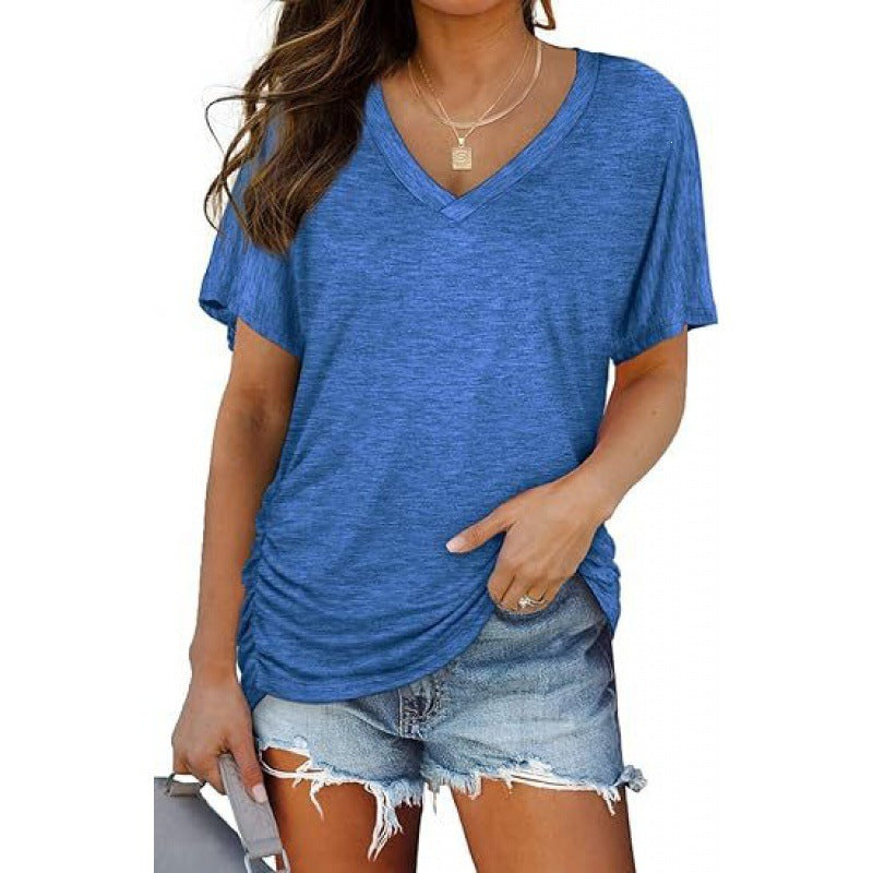 Damen V-Ausschnitt T-Shirt Aus Weichem Single Jersey