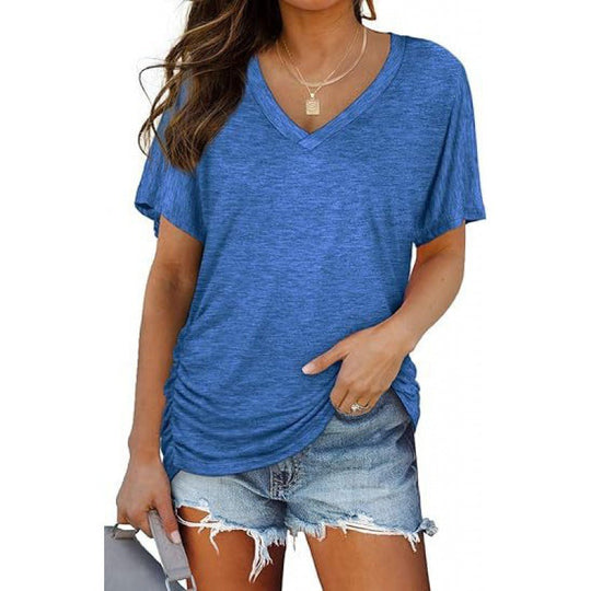 Damen V-Ausschnitt T-Shirt Aus Weichem Single Jersey