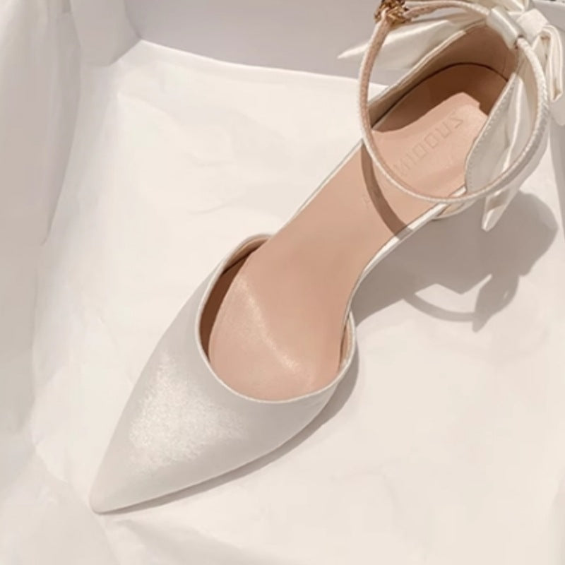 Damen elegante High Heels mit zartem Riemchen und Schleifenakzent