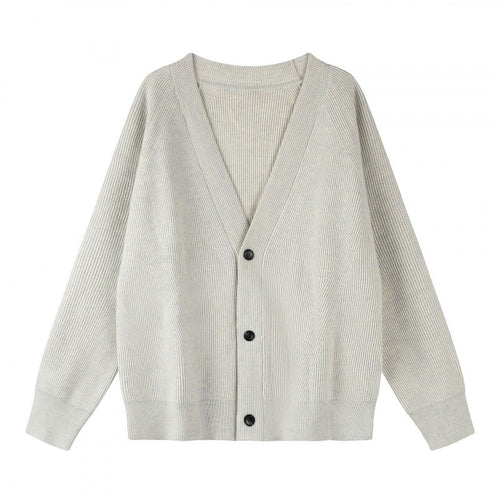 Unisex Boxy-Grobstrick-Cardigan mit V-Ausschnitt, Knopfleiste und Raglanärmeln Shop Nory