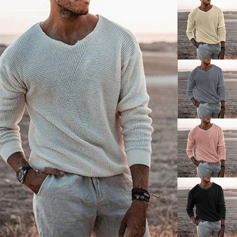 Herren Pullover mit V-Ausschnitt und strukturiertem Design