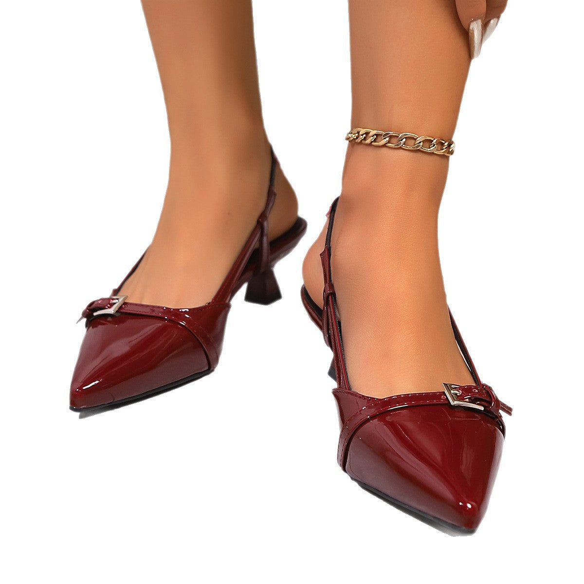 Damen Slingback-Pumps mit schickem Riemen und eleganter Spitze