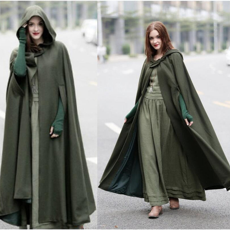 Damen elegante Kapuzenumhang mit verstellbarem Verschluss