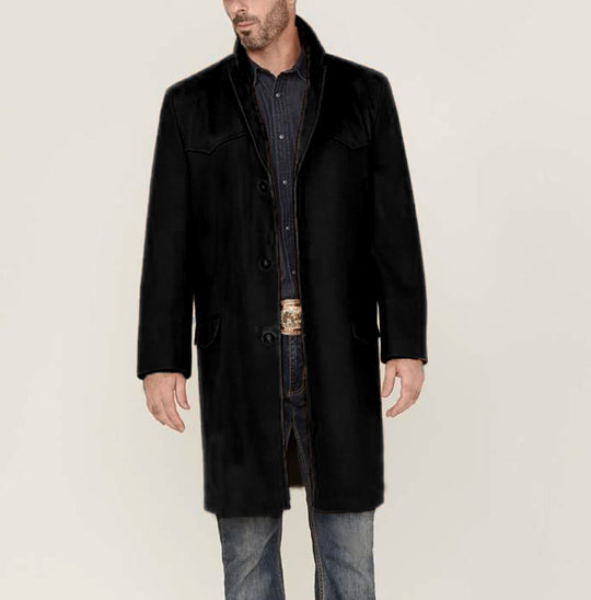 Herren Mantel aus Wollmischung im Westernstil mit Stehkragen und Pattentaschen Shop Nory