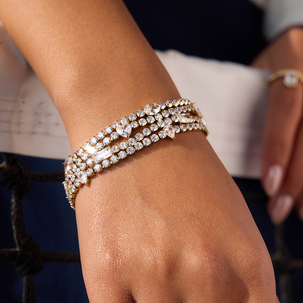 Damen Armband mit funkelnden Zirkonia-Steinen aus hypoallergenem Edelstahl Shop Nory