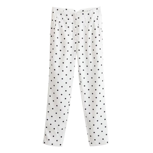 Damen Hochtaillierte konisch zulaufende Stoffhose mit Polka‑Dot‑Print und eleganter Bundverarbeitung Shop Nory