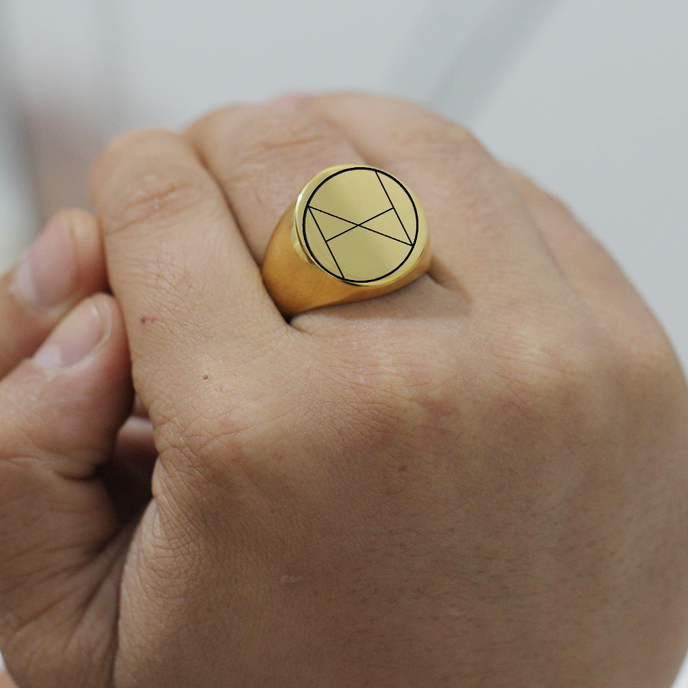Herren Siegelring mit geometrischem Minimalismus und polierter Oberfläche Shop Nory