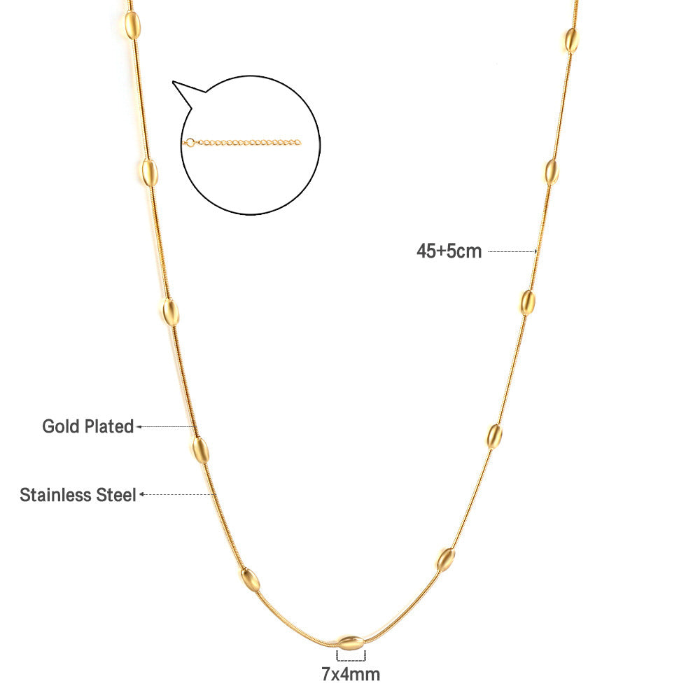 Damen elegante Halskette aus antiallergischem Edelstahl mit feinen, gewölbten Elementen Shop Nory