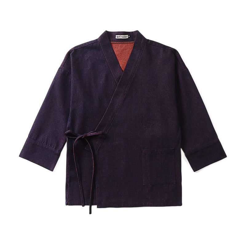 Damen Leichte zweifarbige Kimono-Jacke mit Bindebändern und kontrastiertem Innenfutter Shop Nory