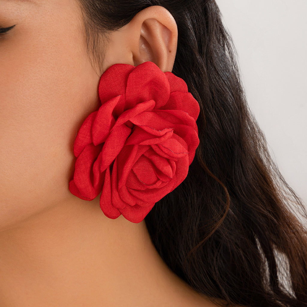 Damen Ohrringe mit floralen Stoffmotiven