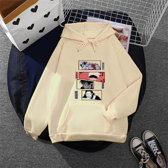 Damen nan Oversize Kapuzenpullover mit Manga-Frontprint und Kängurutasche Shop Nory