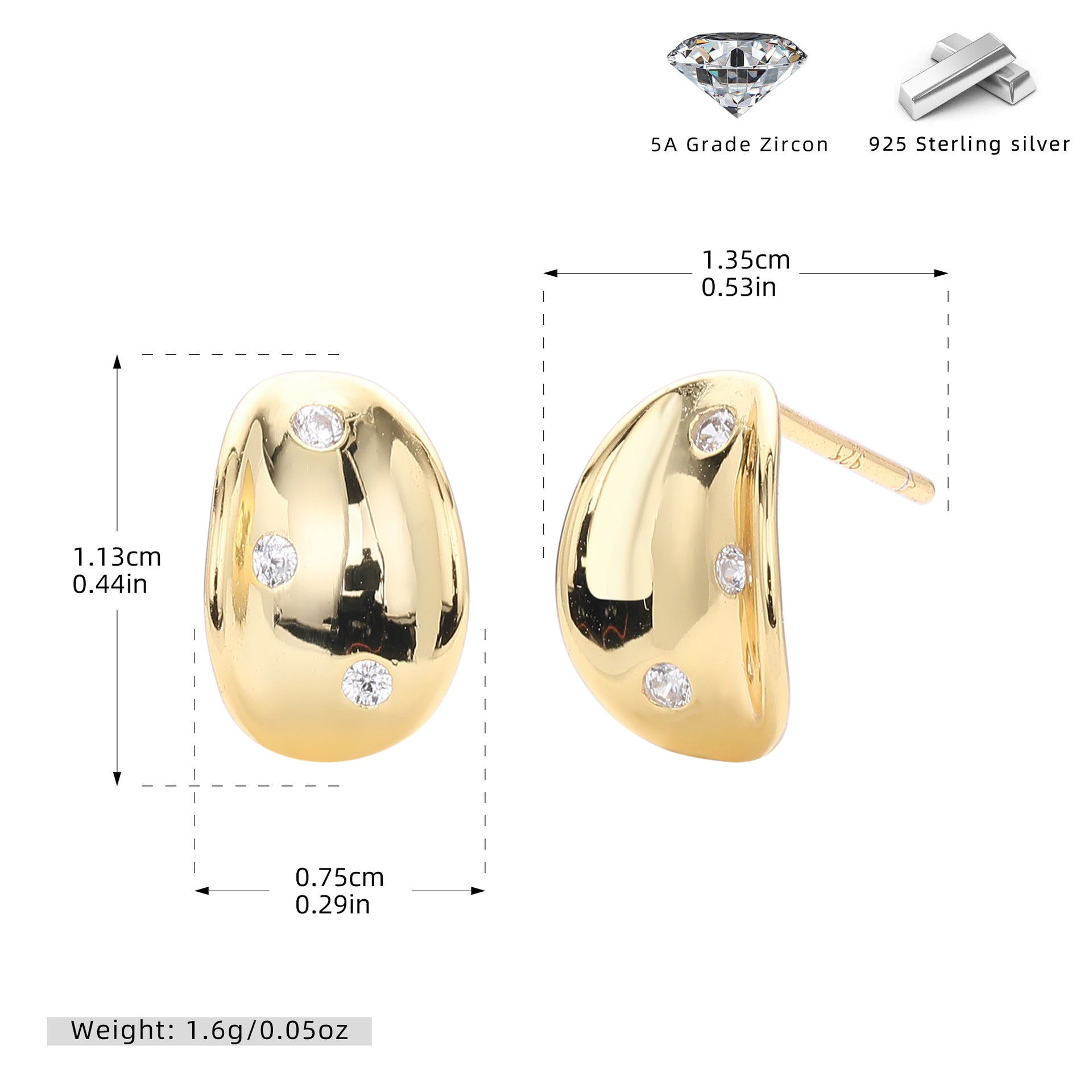 Damen Ohrstecker mit hochwertigem Zirkonbesatz und modernem Design Shop Nory