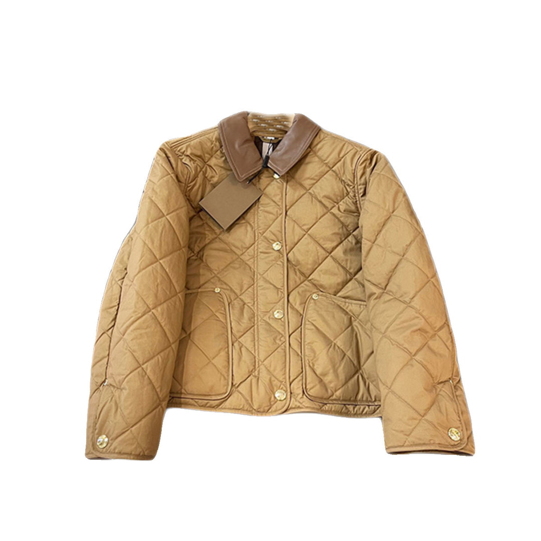 Damen Modische Steppjacke mit eleganter Lederkragen Shop Nory