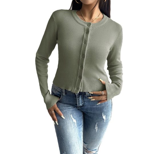 Damen nan taillierter Feinstrick-Cardigan mit Rundhals und Zierknopfleiste Shop Nory