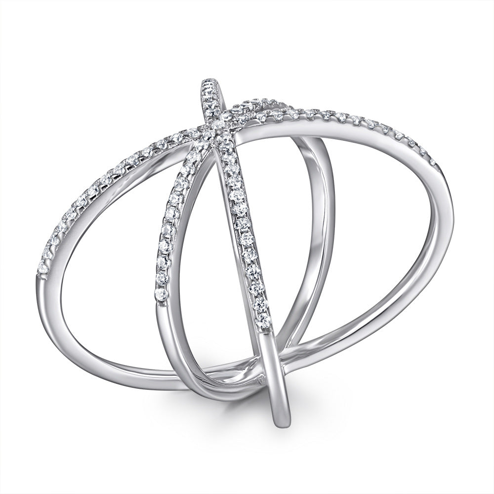 Damen Designer-Ring mit kreativem, modernem Gitter-Design und funkelndem Zirkonia-Besatz Shop Nory