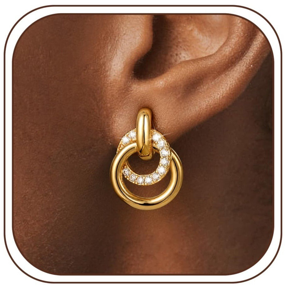 Damen Ohrringe mit elegantem Doppelring-Design Shop Nory