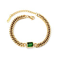 Damen Armband mit luxuriösem grünem Edelstein und Kettendesign Shop Nory