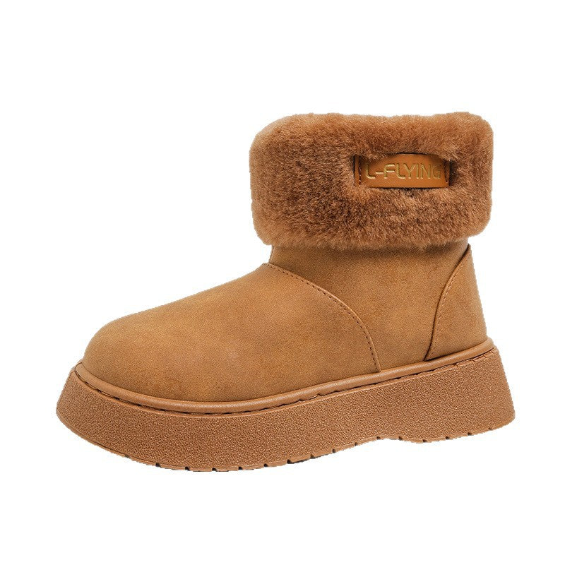Damen Kuschelige Plateau‑Stiefeletten mit faux‑Fellkragen und rutschfester Gummisohle Shop Nory