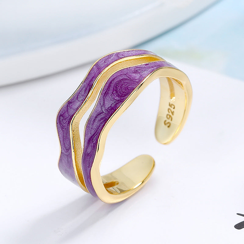Damen Offener Ring mit elegantem Wellenmuster und funkelndem Detail Shop Nory