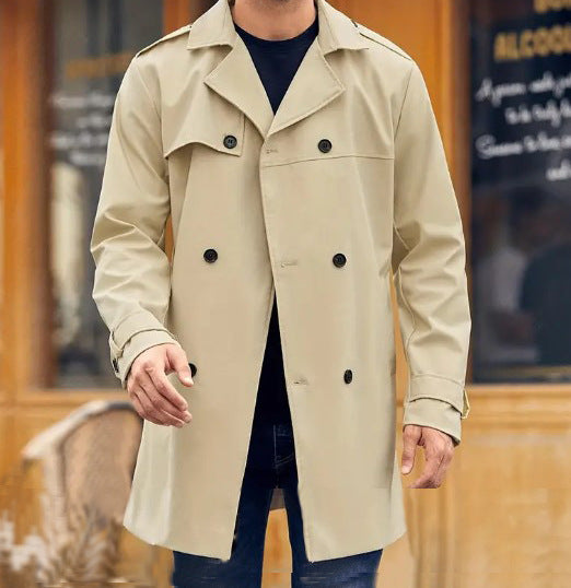 Herren Leichter Doppelreihiger Trenchcoat mit Wasserabweisender Beschichtung Shop Nory