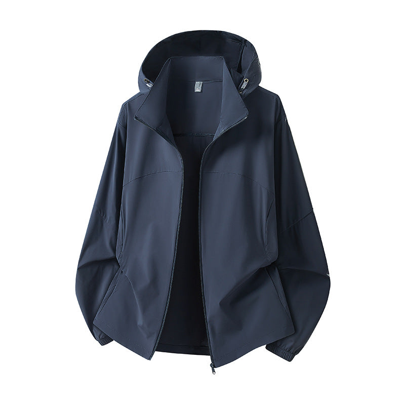 Herren Leichte Kapuzen-Regenjacke mit atmungsaktivem Softshell-Material und elastischen Bündchen Shop Nory