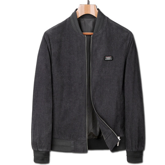 Herren Kord-Bomberjacke mit Reißverschluss, Rippbündchen und leichter Wattierung Shop Nory