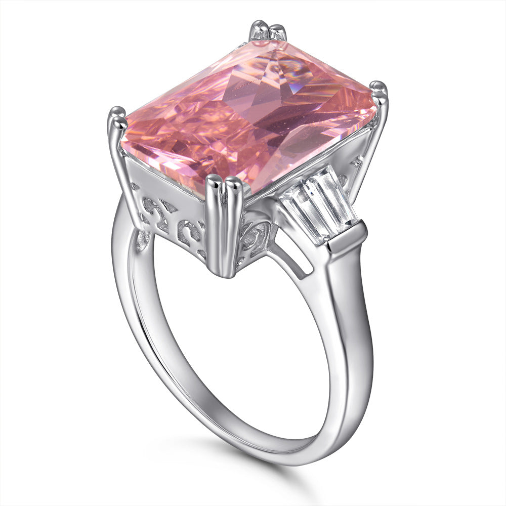 Damen eleganter Ring mit rechteckigem Edelstein und Zirkonia Shop Nory