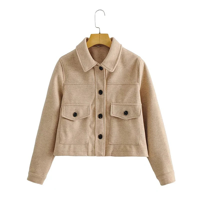 Damen Kurze Wollmix-Übergangsjacke mit aufgesetzten Pattentaschen Shop Nory