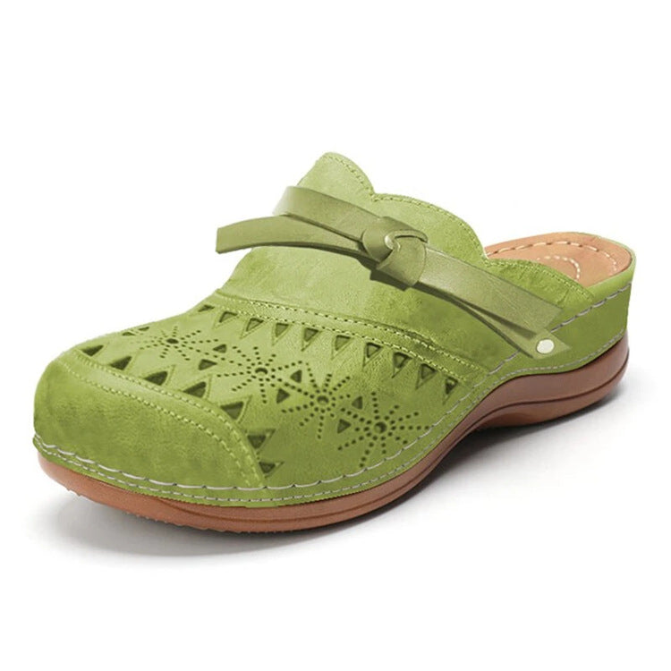 Damen Komfort Clogs mit modischem Lochmuster und dekorativem Riemen