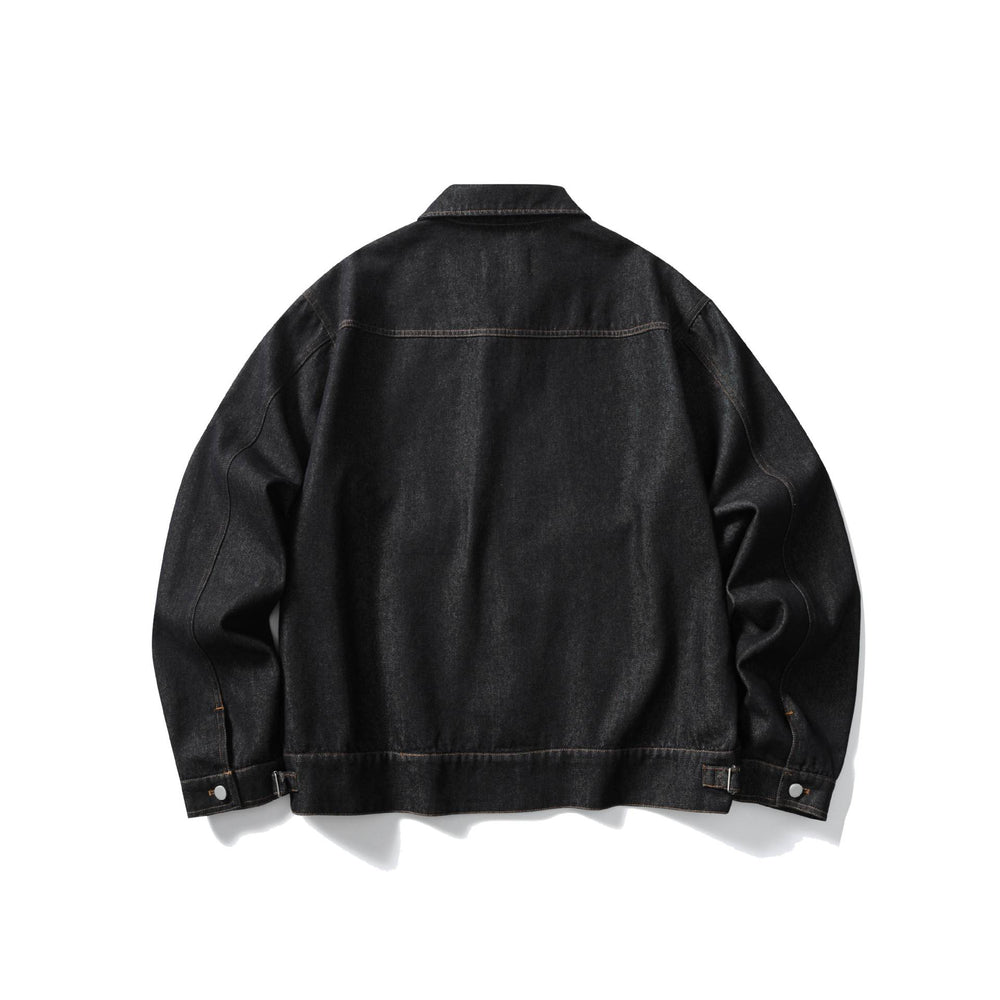 Unisex Boxy-Jeansblouson mit durchgehendem Reißverschluss und Workwear-Taschen Shop Nory