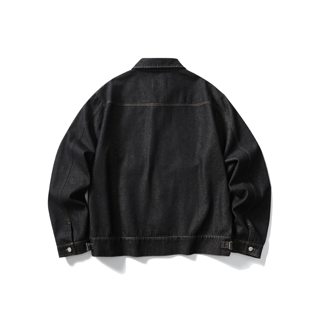 Unisex Boxy-Jeansblouson mit durchgehendem Reißverschluss und Workwear-Taschen Shop Nory