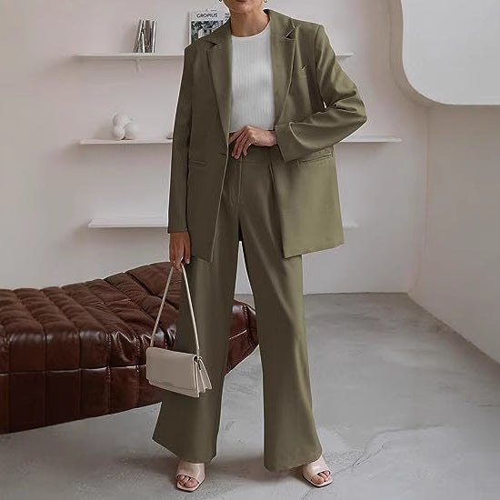 Damen nan Longblazer-Set mit kastiger Oversize-Silhouette, strukturierter Schulterpartie und hochtaillierter Palazzo-Hose Shop Nory