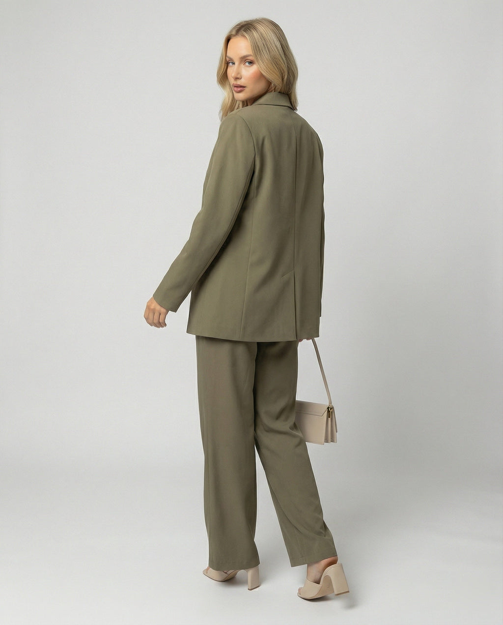 Damen elegantes Anzug-Set mit weitem Hosenbein und modernem Blazer