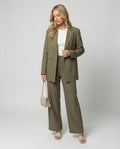 Damen elegantes Anzug-Set mit weitem Hosenbein und modernem Blazer