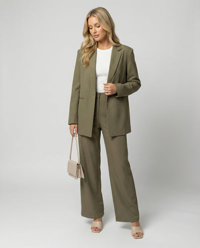 Damen elegantes Anzug-Set mit weitem Hosenbein und modernem Blazer