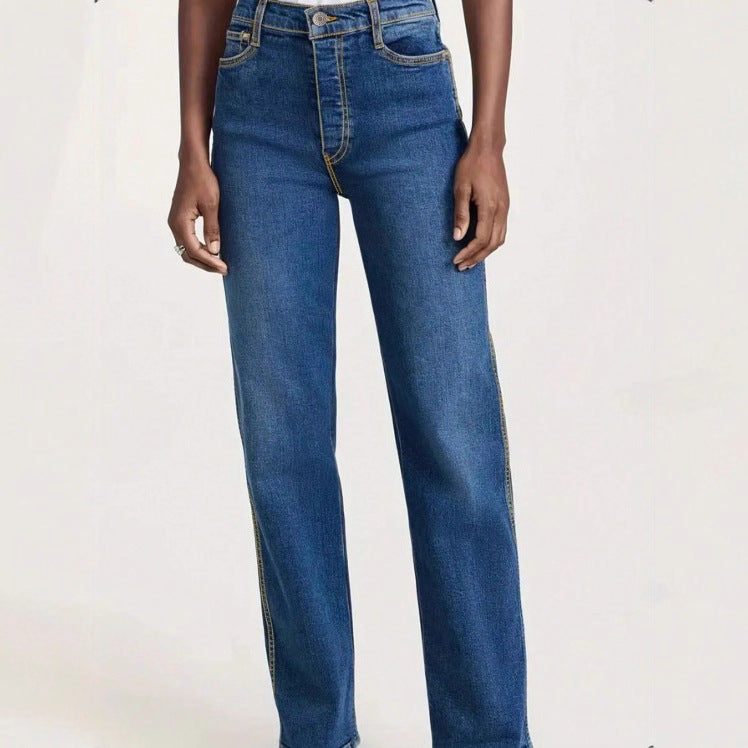 Damen Hochtaillierte Straight-Leg-Jeans mit leichtem Schlag und Five-Pocket-Design Shop Nory