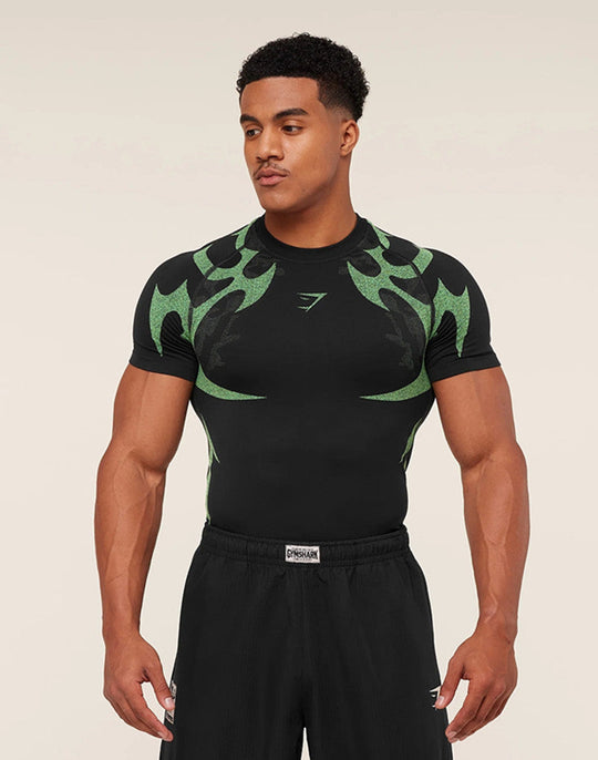 Herren nan nahtloses formgShopnoryendes Funktionsshirt mit Kompressionseffekt und ergonomischen Muskelzonen