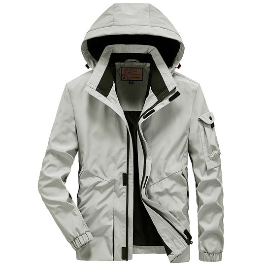 Herren Leichte Multifunktions-Outdoor-Windjacke mit Kapuze und Ärmel‑Tasche Shop Nory