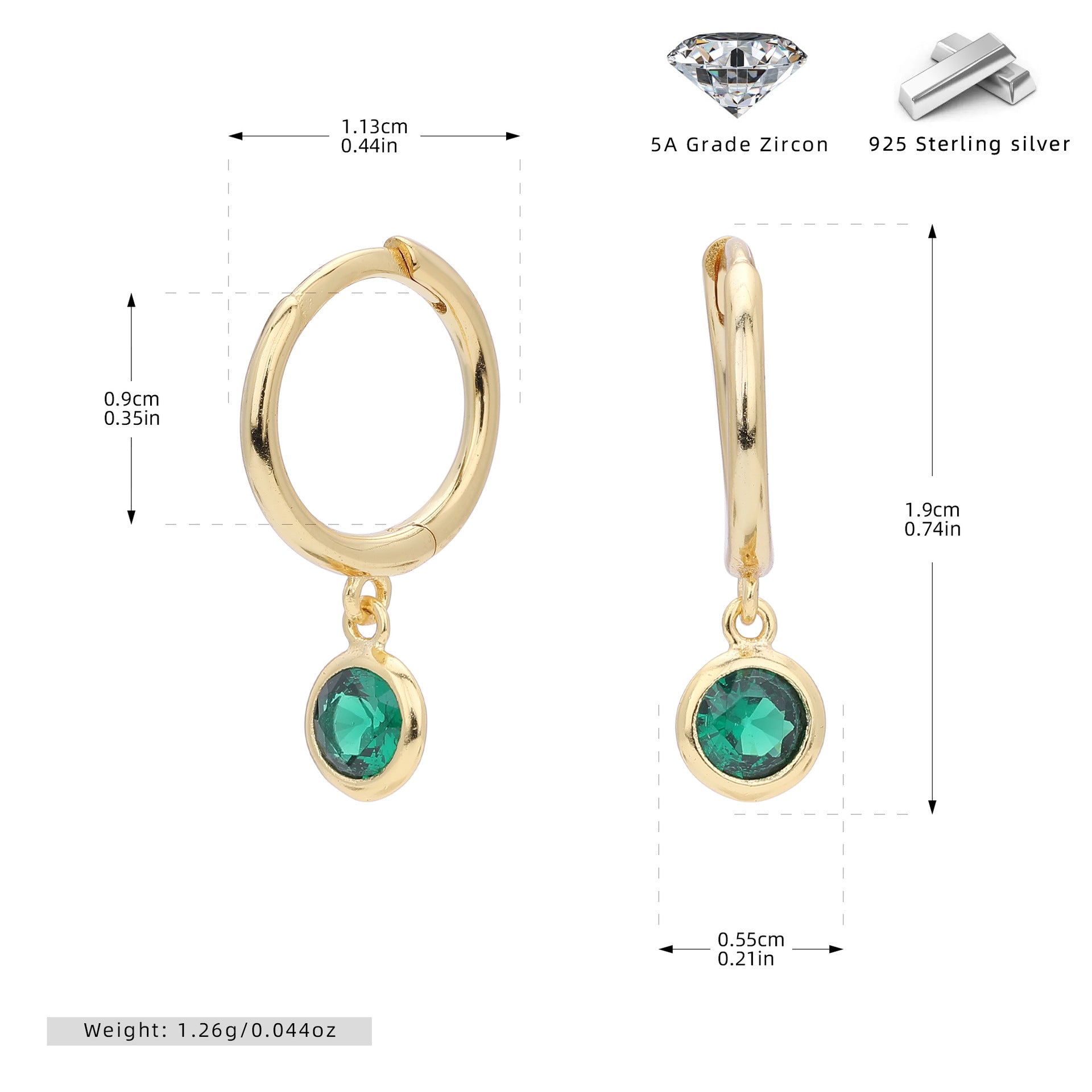 Damen Ohrhänger mit Smoky Zirkon-Anhängern aus hochwertigem 925 Sterling Silber Shop Nory
