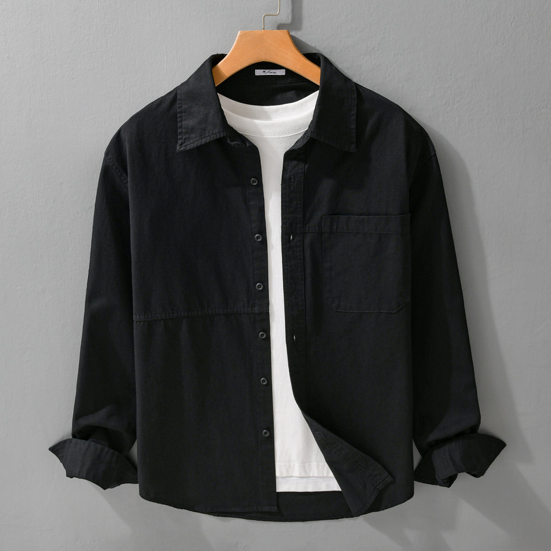 Herren Leichtes Hemdjacken-Overshirt aus gewaschenem Baumwoll-Twill mit Brusttasche Shop Nory
