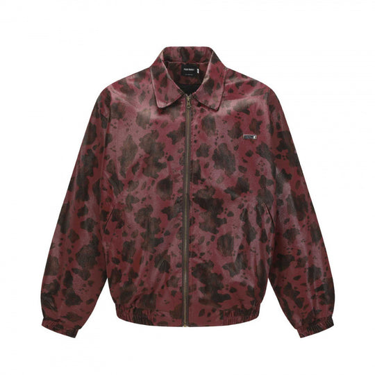 Unisex Kurz geschnittene Boxy-Jacke mit Reißverschluss, elastischem Saum und modernem Animal-Print Shop Nory