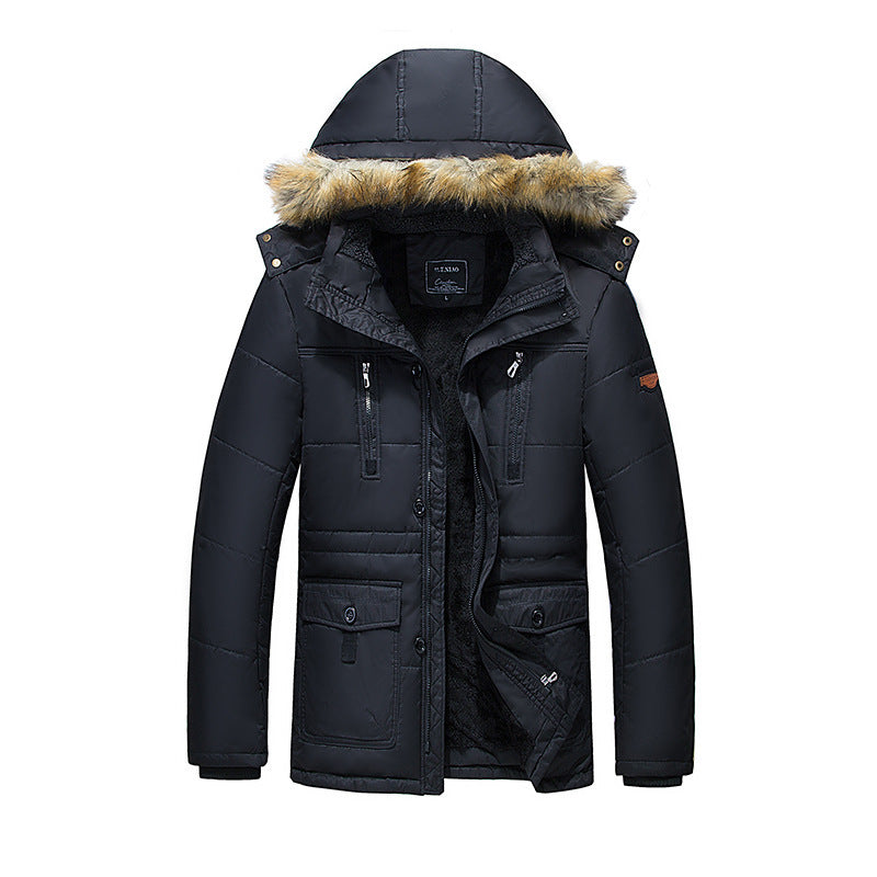 Herren wasserabweisender gesteppter Parka mit Kapuze, Kunstfellblende und Teddyfleece-Innenfutter Shop Nory