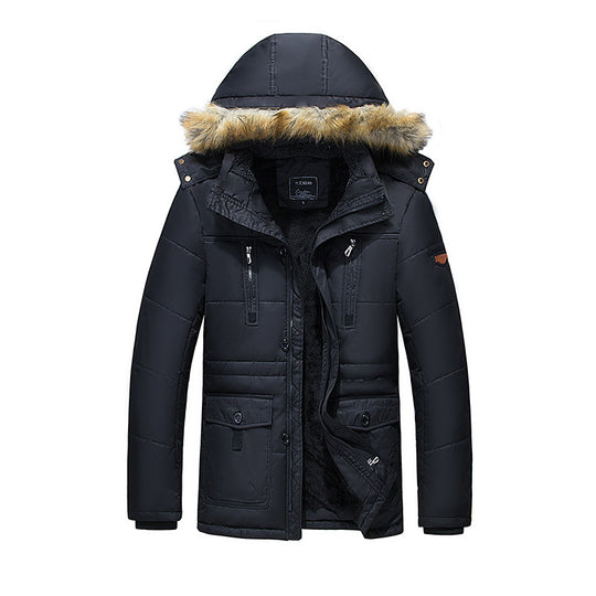 Herren wasserabweisender gesteppter Parka mit Kapuze, Kunstfellblende und Teddyfleece-Innenfutter Shop Nory