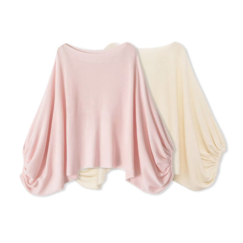 Damen Oversize-Poncho mit Fledermausärmeln und gerafftem Saum Shop Nory